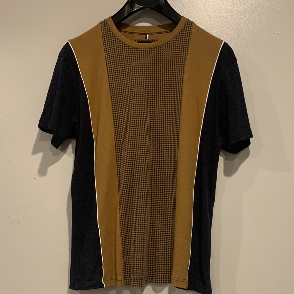 WORN ONCE Denim & Flower Black and Brown Short Sleeve Tee sz Medium